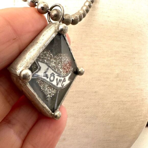 Silver tone love pendant necklace - Picture 7 of 8